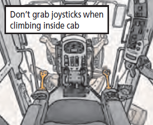 Don’t grab joysticks when climbing inside cab